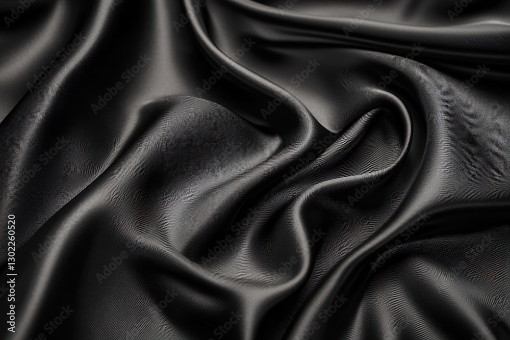 Fototapeta premium Black silk fabric drapes elegantly with soft and subtle folds