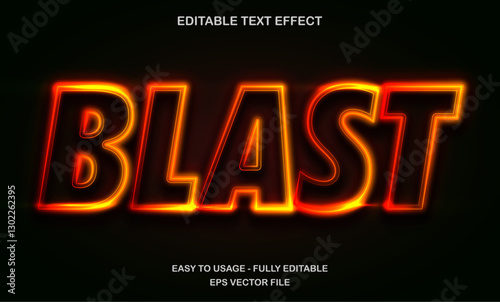 Blast text effect, orange neon light text style