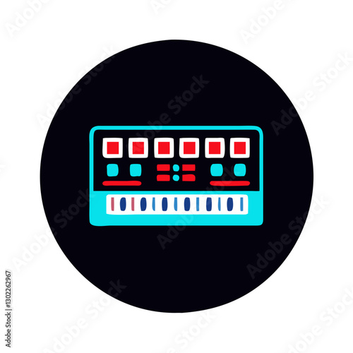 Colorful synthesizer keyboard in abstract design