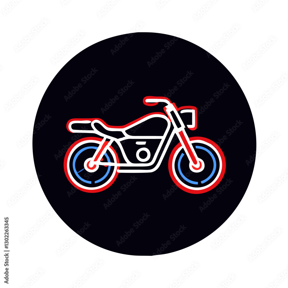 Fototapeta premium Neon motorcycle illustration against black background