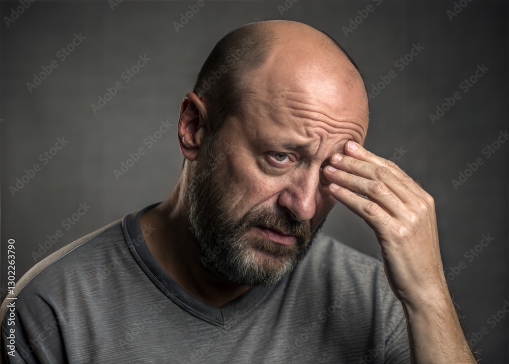 Close-up portrait of a distressed man Close-up portrait of a distressed man