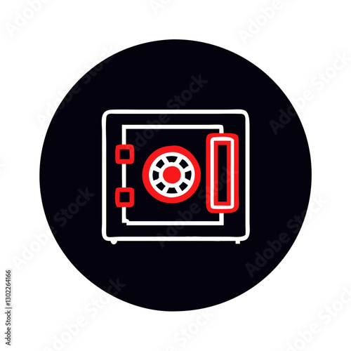 Safe with combination lock on black background