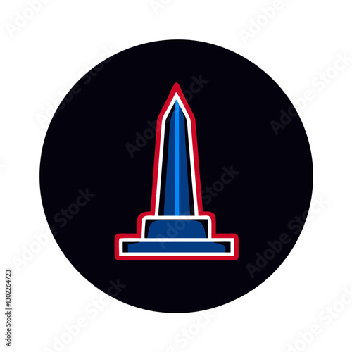 Blue obelisk illustration on black background