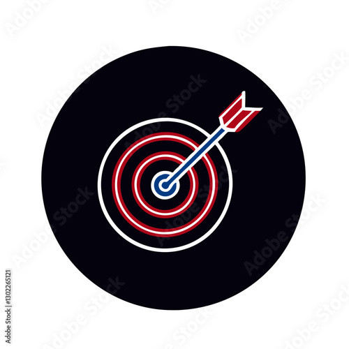 Dart hitting target on black background