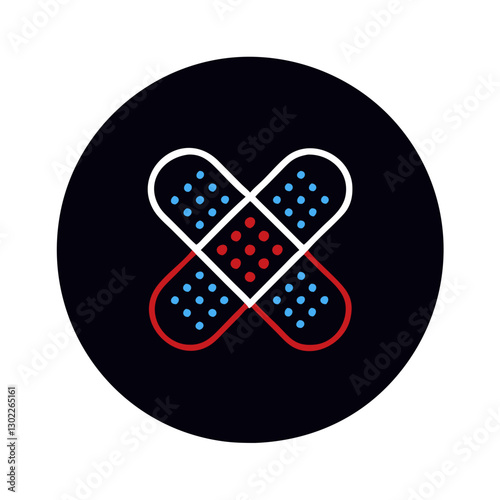 Colorful adhesive bandages on black background