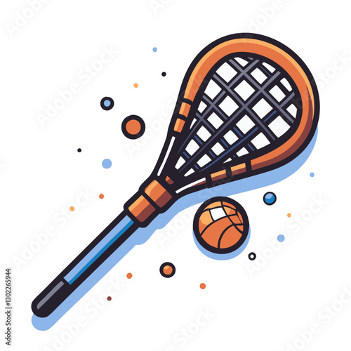 Lacrosse stick and ball with colorful abstract background