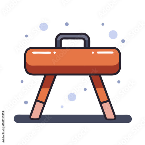 Orange pommel horse on a simple design background