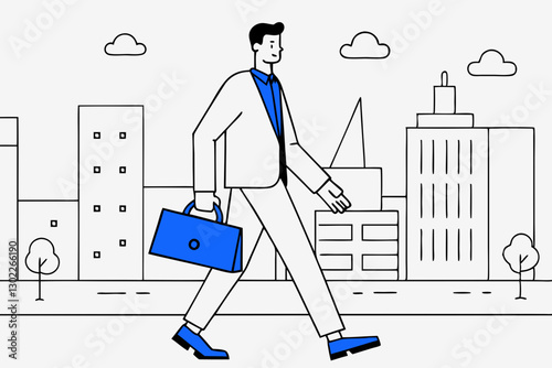 Wallpaper Mural Businessman walking confidently in cityscape background Torontodigital.ca