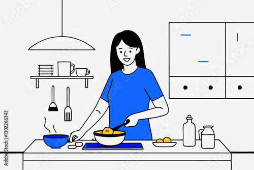 Woman cooking in a modern kitchen