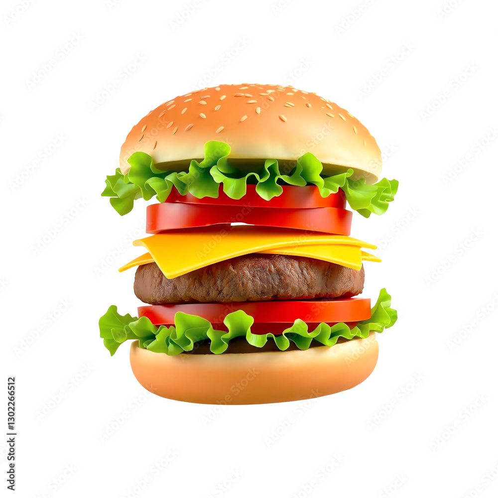Cheeseburger with Fresh Ingredients on Transparent Background Cheeseburger with Fresh Ingredients on Transparent Background