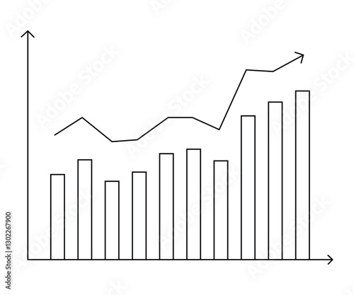 One line drawing of increasing profit business graph data. Business financial market growth minimal concept. 
