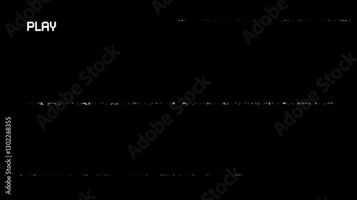 play effect in VHS effect overlay in a seamless loop. on a black background. 4K Video