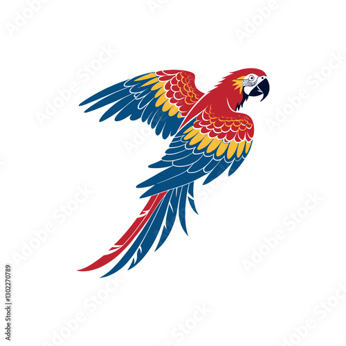 Scarlet Macaw bird silhouette logo vector line art logo design