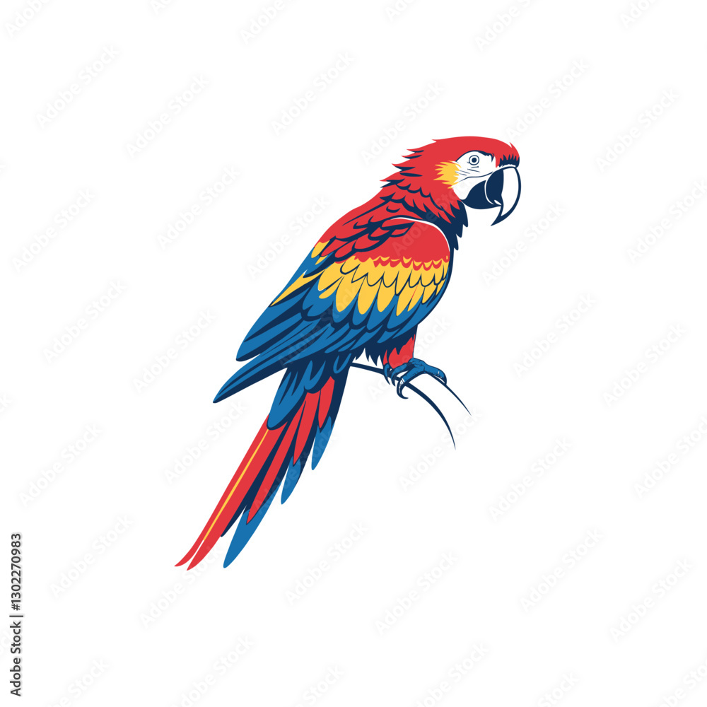Obraz premium Scarlet Macaw bird silhouette logo vector line art logo design