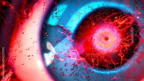 Abstract Close-Up of a Colorful Eye with Intricate Patterns and Light