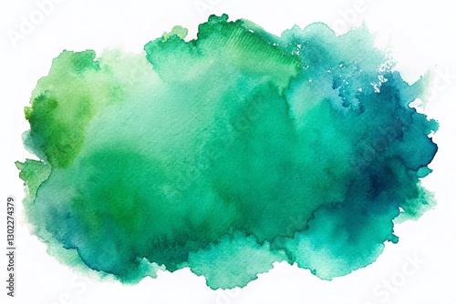 Abstract Green Blue Watercolor Stain Isolated on White Background - High-Resolution Stock Photo