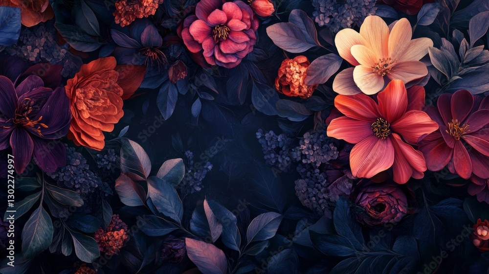 Fototapeta premium Midnight Bloom: A Darkly Romantic Floral Arrangement