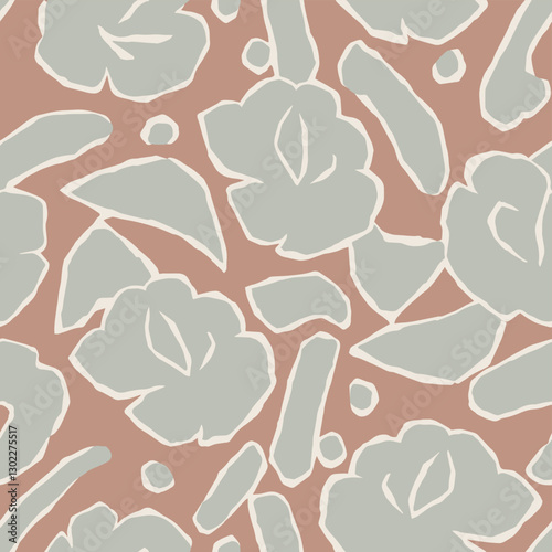 Vector flower with abstract shapes illustration seamless pattern