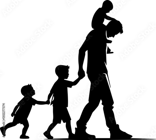 family silhouette vector