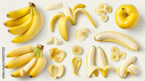 Banana Icon Isolated Vector Illustration, Peel Bananas, Sweet Fruits, Yellow Fruit and a Bunch of Bananas, Tropical Fruits, Banana Snacks or Vegetarian Nutrition, Pisang, Buah, Buah Pisang