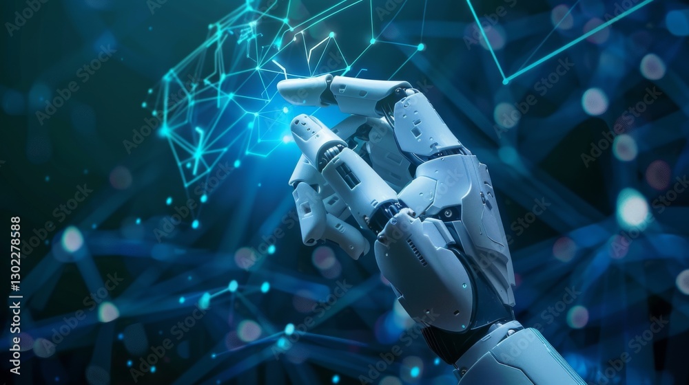 AI and Futuristic Technology Concept with Holographic Interface AI and Futuristic Technology Concept with Holographic Interface