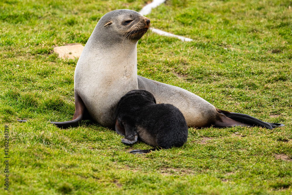 Obraz premium Fur Seal Pups Photographed in Grytviken, South Georgia