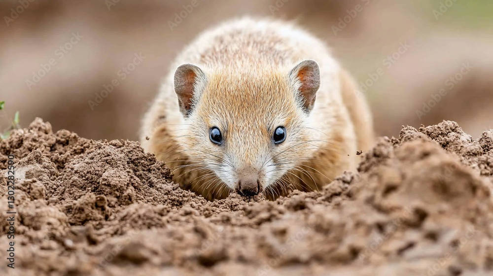 Yellow mongoose digging, blurred background. Wildlife photo for nature documentaries Yellow mongoose digging, blurred background. Wildlife photo for nature documentaries