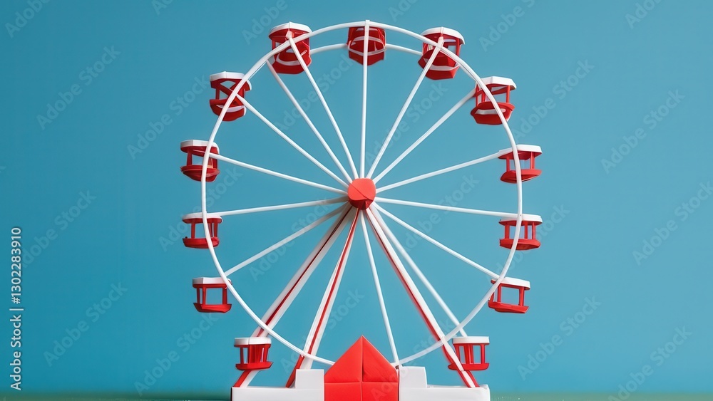 Obraz premium a vibrant miniature Ferris wheel adds a playful touch to a cheerful setting