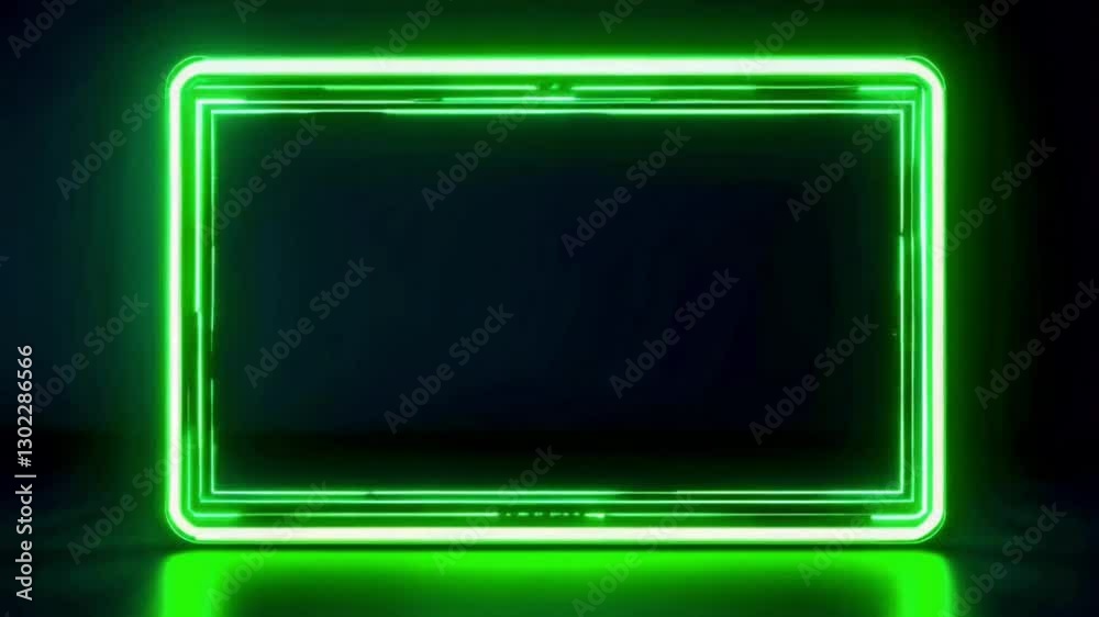 Glowing Green Neon Frame Digital Art Glowing Green Neon Frame Digital Art