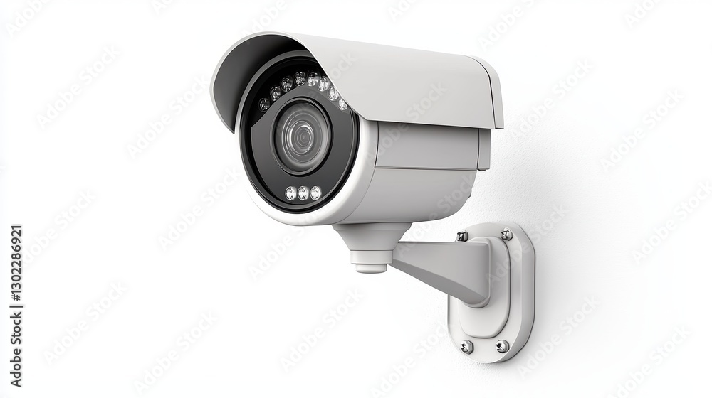Security camera on a white wall. Concept of surveillance, safety, and protection. Security camera on a white wall. Concept of surveillance, safety, and protection.