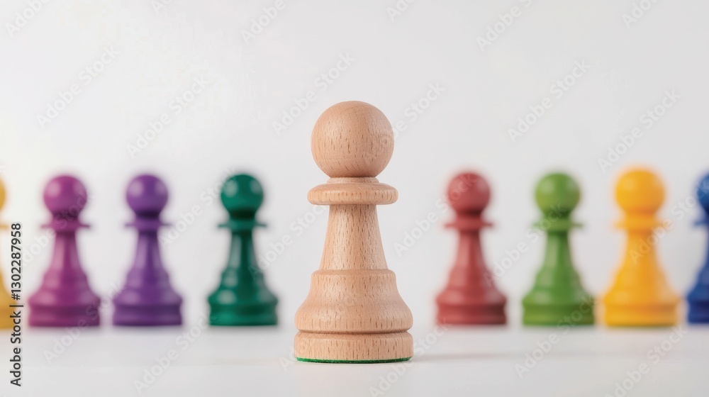 Chess pawn standing out from the crowd. Concept of leadership, strategy, and uniqueness. Chess pawn standing out from the crowd. Concept of leadership, strategy, and uniqueness.