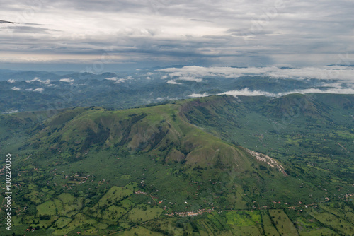 Aerial view of Uganda between Entebbe and Bwindi. Uganda