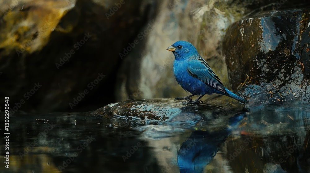 A male indigo bunting displaying its brilliant blue feathers in a natural habitat. A male indigo bunting displaying its brilliant blue feathers in a natural habitat.