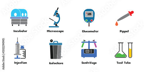 medical equipment icon set, colore style, editable vector eps 10.