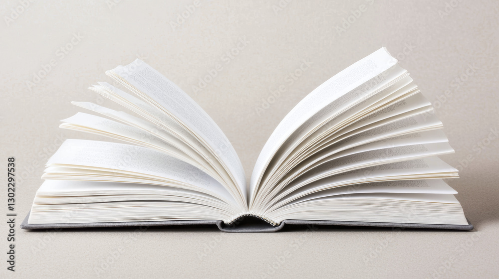 open book with blank pages, showcasing its spine and pages open book with blank pages, showcasing its spine and pages