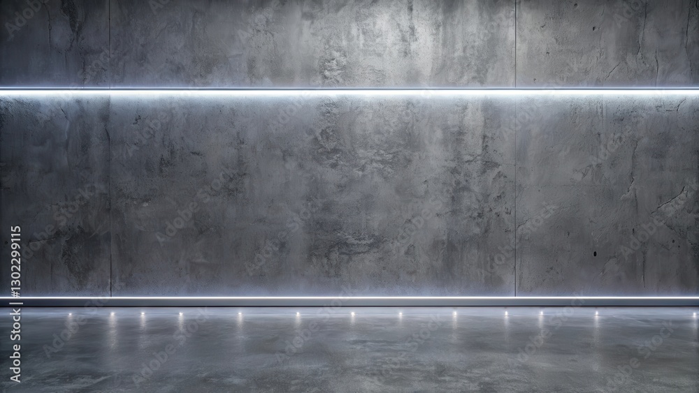 Obraz premium Simple luxury grey concrete wall with neon light in a minimal style