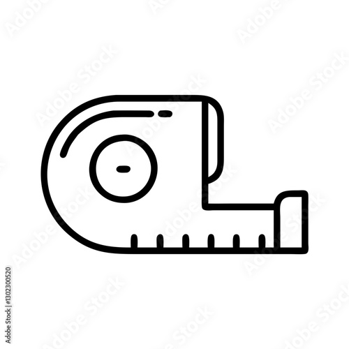 Measuring tape tool illustration in minimalist style on white background