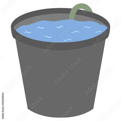 Black barrel with water inside on transparent background