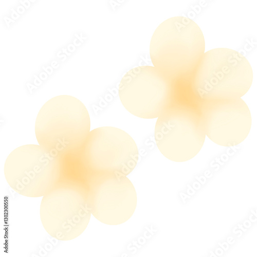 Two white frangipani flowers on transparent background
