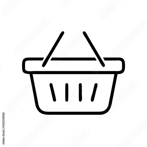 Shopping basket design in minimalist style on white background