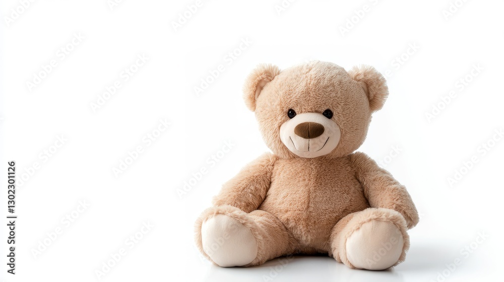 Obraz premium Teddy Bear Sitting; White Background; Studio Shot