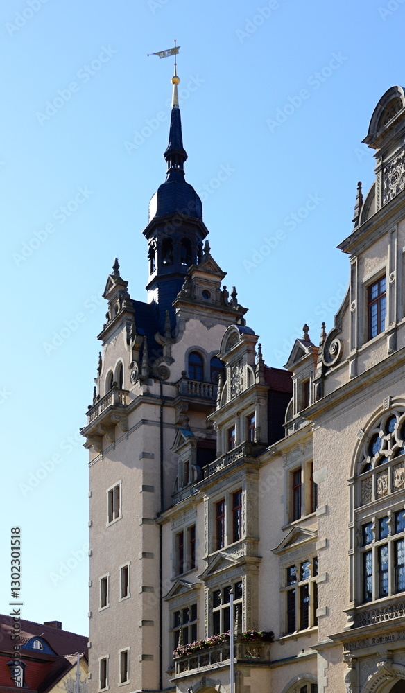 Fototapeta premium Historical City Hall in the Town Bernburg at the River Saale, Saxony - Anhalt