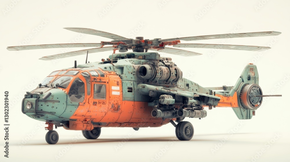 Fototapeta premium High Detail 3D Render of a Toy Helicopter with Precise Features