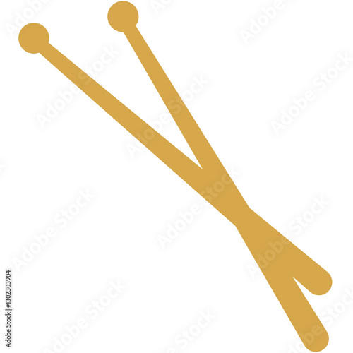 The image shows a pair of crossed knitting needles in a golden color. These tools are essential for knitting, a popular craft and hobby that involves creating fabric from yarn. The simplicity and eleg
