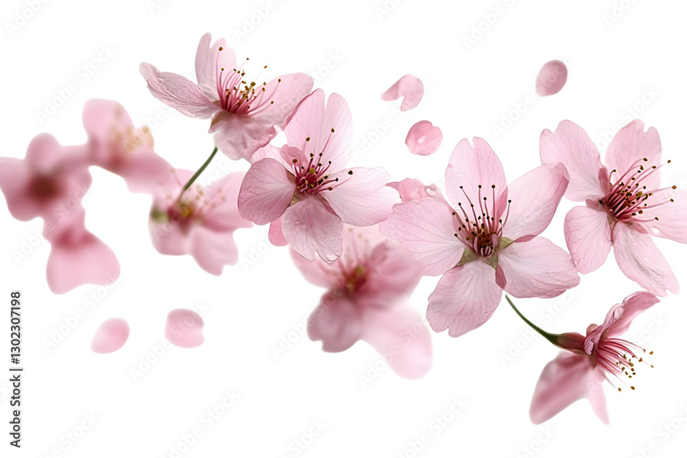 Fototapeta premium PNG Delicate pink cherry blossoms floating