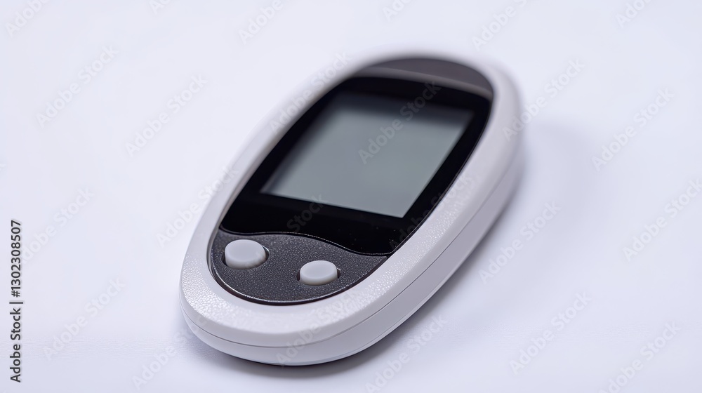 Digital Glucometer for Blood Sugar Measurement on a White Background Digital Glucometer for Blood Sugar Measurement on a White Background
