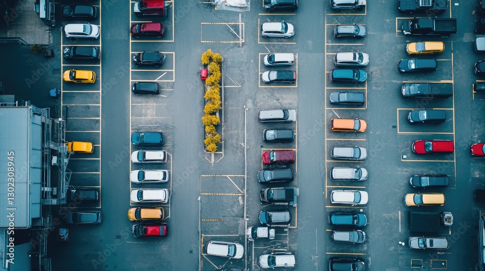 Aerial View of a Full Parking Lot Aerial View of a Full Parking Lot