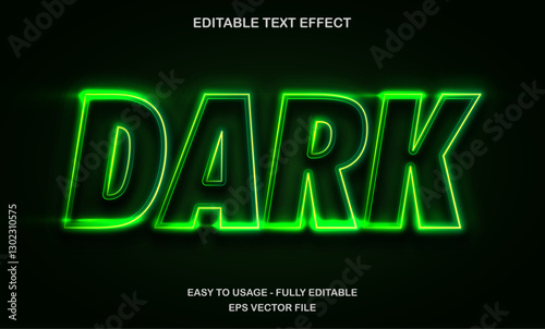 Dark text effect, green neon light futuristic text style