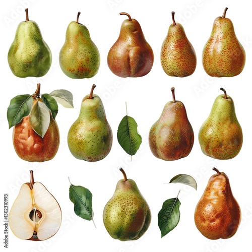 Collection of pears transparent background