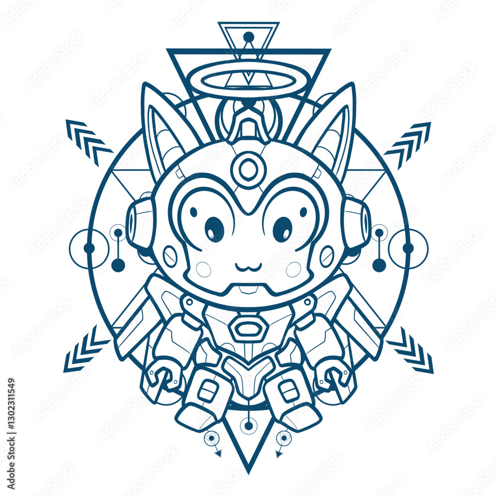 Vector Angelic Cat with Sacred Geometry Element Vector Angelic Cat with Sacred Geometry Element